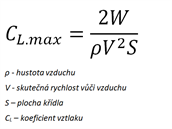 Upraven rovnice pro vpoet koeficientu vztlaku