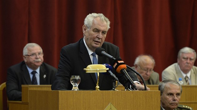 Prezident Milo Zeman hovoil k delegtm destho sjezdu eskho svazu bojovnk za svobodu (21.ervna 2016).