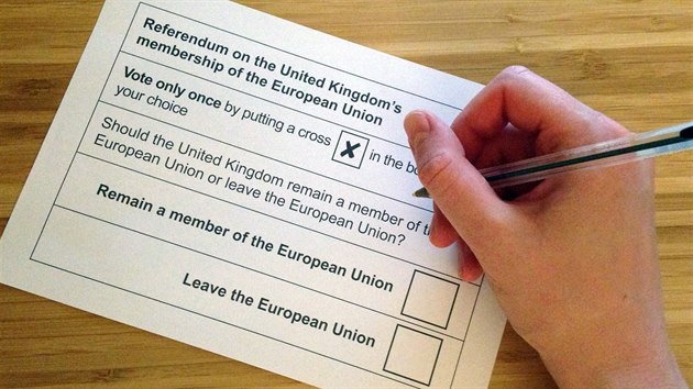 Hlasovac lstek pro referendum o vystoupen Velk Britnie z Evropsk unie