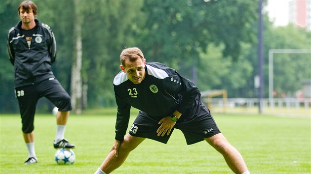 Momentka z trninku fotbalist Hradce Krlov, na snmku je Jan Mudra.