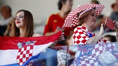 Chorvatské fanynky ped zápasem mistrovství Evropy proti panlsku.