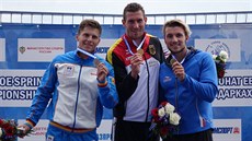 Martin Fuksa slaví bronzovou medaili na evropském šampionátu na kilometru.... Martin Fuksa slaví bronzovou medaili na evropském šampionátu na kilometru....