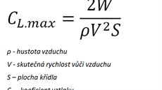 Upravená rovnice pro výpoet koeficientu vztlaku