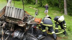 Poár zniil terénní sekaku u vleku Andl v Krkonoích (21.6.2016).