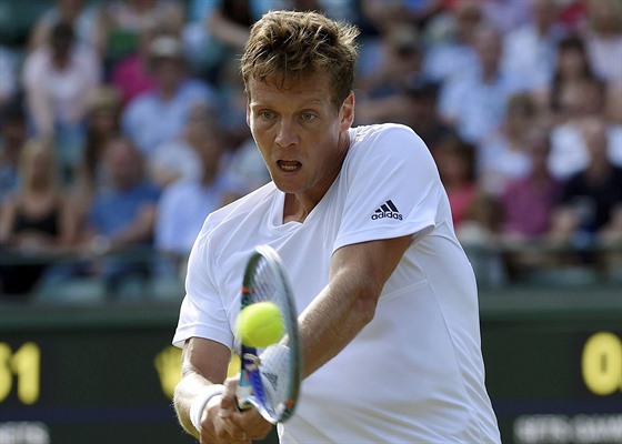 Tomá Berdych ve tvrtfinále Wimbledonu