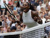 Americk tenistka Serena Williamsov se ve finle Wimbledonu proti Angelique...