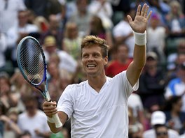 PKN ZPAS. Spokojen Tom Berdych se raduje z postupu.