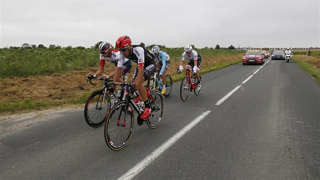 nik tvrt etapy Tour de France. Zleva Naesen, Schillinger, Gougeard, Irizar.