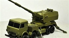 Model nové kolové ruské samohybné houfnice 2S35-1 Koalice-SV K ráe 152 mm