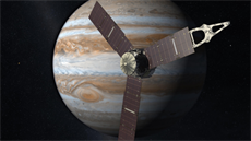 Sonda Juno u planety Jupiter (ilustrace)