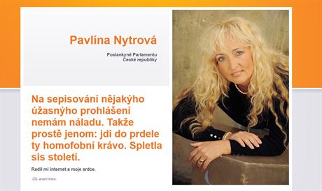 Osobní internetové stránky sociálndemokratické poslankyn Pavlíny Nytrové...
