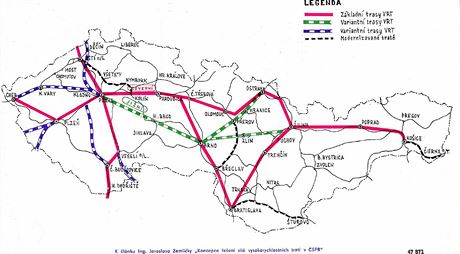 Mapka zamýlených tratí v archívním ísle asopisu elezniní technika z roku...