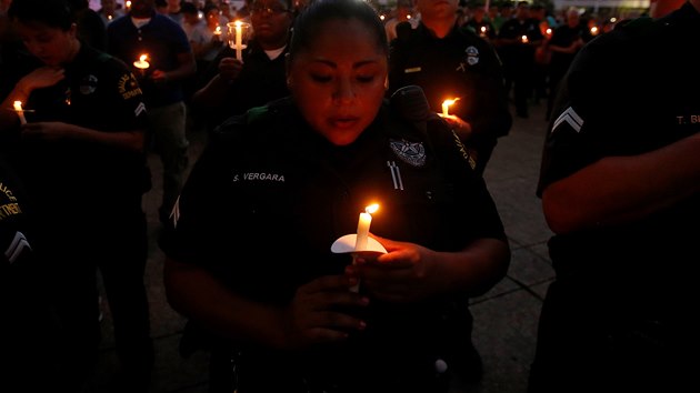 Vce ne tiscovka lid se v Dallasu sela ke vzpomnkovmu obadu pro zastelen policisty. (11. ervence 2016)