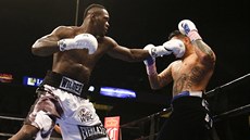Deontay Wilder (vlevo) udeřil Chrise Arreolu během duelu o titul mistra světa v... Deontay Wilder (vlevo) udeřil Chrise Arreolu během duelu o titul mistra světa v...