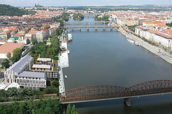 Vizualizace chystané stavby River Terrace Hotelu, který má vyrst na Hoejím...