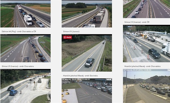 Zábry z kamer ÚAMK ukazují silný provoz v sobotu 23. ervence na dálnicích a...
