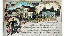 Takto lázn v Petrkov pedstavovala pohlednice z roku 1902.