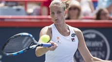 Karolína Plíšková v duelu se Simonou Halepovou. Karolína Plíšková v duelu se Simonou Halepovou.