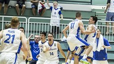 Čeští basketbalisté se radují z postupu do čtvrtfinále mistrovství Evropy do 20... Čeští basketbalisté se radují z postupu do čtvrtfinále mistrovství Evropy do 20...