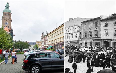 Prostjov na aktuálním snímku a kolem roku 1890