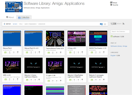 Sbrka aplikac pro potae Amiga na Internet Archive