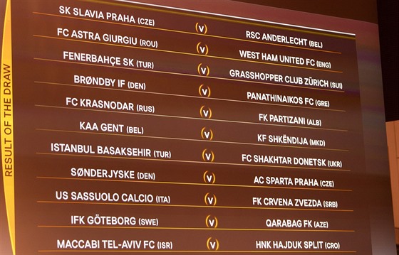 Los 4. pedkola Evropské ligy, Slavia svítí na prvním ádku, Sparta na osmém.
