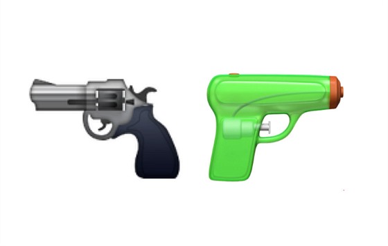 Revolver nahradí v sad smajlík emoji stíkací pistole