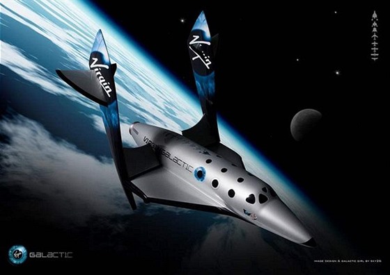 Model cestovního raketoplánu SpaceShipTwo americké spolenosti Virgin Galactic