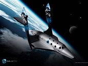 Model cestovnho raketoplnu SpaceShipTwo americk spolenosti Virgin Galactic