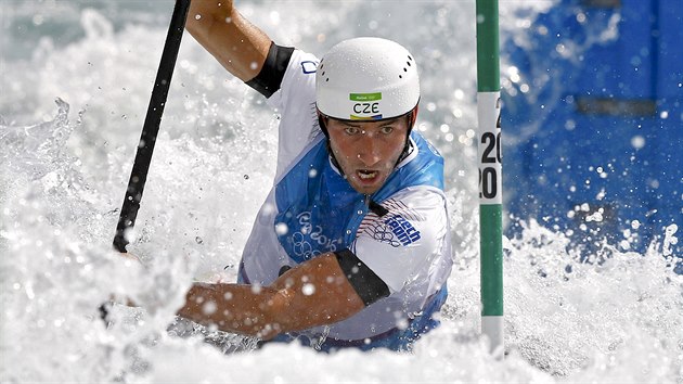 esk vodn slalom Vtzslav Gebas v olympijskm zvod kano C1. (7. srpna 2016)