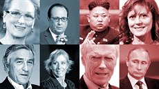 Příznivci Hillary Clintonové (modře) a Donalda Trumpa (červeně) Příznivci Hillary Clintonové (modře) a Donalda Trumpa (červeně)