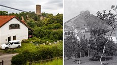 Žebrák a Točník kolem roku 1888 a dnes. Žebrák a Točník kolem roku 1888 a dnes.