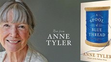 Plakát k anglickému vydání nové knihy Anne Tylerové Špulka modré nitě Plakát k anglickému vydání nové knihy Anne Tylerové Špulka modré nitě