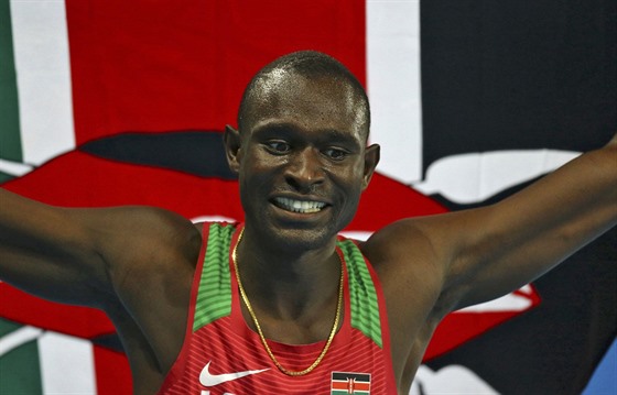 David Rudisha po triumfu na olympijských hrách v Riu. 