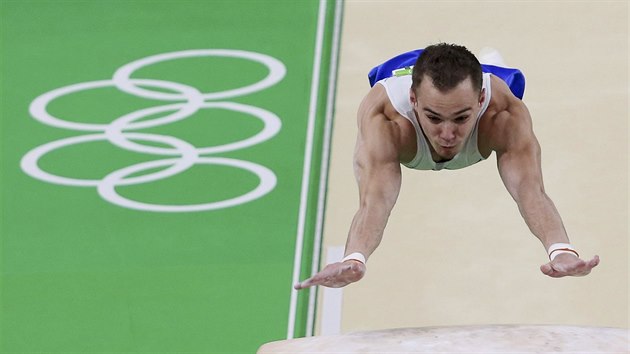 Ukrajinsk sportovn gymnasta Oleg Verajev na olympijskch hrch v Riu.