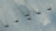 Ruské letouny MiG-29 na Mezinárodních armádních hrách u Rjazaně (5. srpna 2016) Ruské letouny MiG-29 na Mezinárodních armádních hrách u Rjazaně (5. srpna 2016)