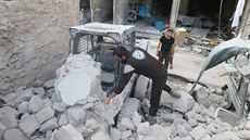 Následky nálet v syrském Aleppu (12. srpna 2016)