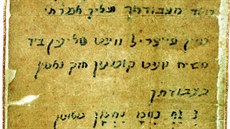 Dopis z nebes, který údajn v roce 1922 rabín Odesser obdrel od rabína...