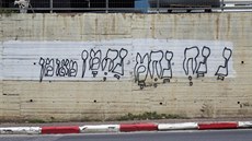 Graffiti Na Nach Nachma Nachman Meuman v izraelském mst Tiberias, roditi...