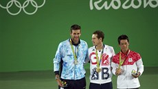 TI NEJLEPÍ. Juan Del  Potro, Andy Murray a Kei Niikori.