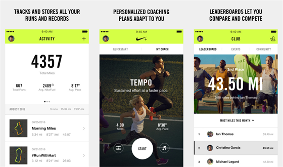 Nov podoba aplikace Nike+ Run Club