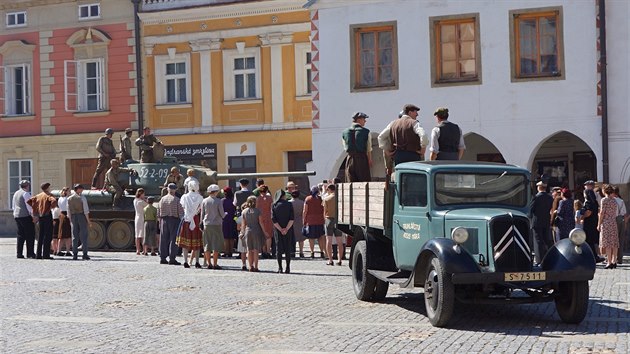 Filmové osvobození na náměstí ve Slavonicích