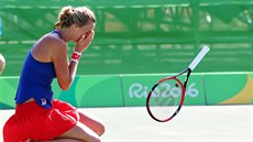 RADOST. Petra Kvitová si vítzstvím nad americkou tenistkou Madison Keysovou...