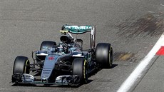 NA TRATI. Nico Rosberg pi tréninku na okruhu Spa-Francorchamps v Belgii.