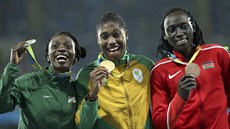 Olympijské medailistky z bhu na 800 metr v Rio de Janeiru. Zleva stíbrná...