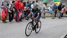 Nairo Quintana pi své cest za triumfem v desáté etap Vuelty s cílem na Lagos...