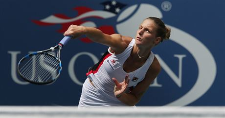 esk tenistka Karolna Plkov hraje na US Open proti Venus Williamsov.