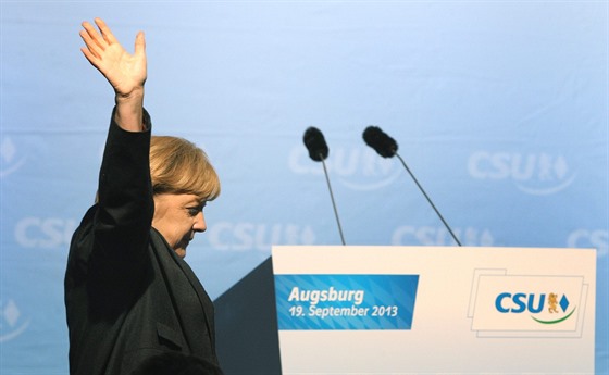Angela Merkleová na mítinku CSU v záí 2013