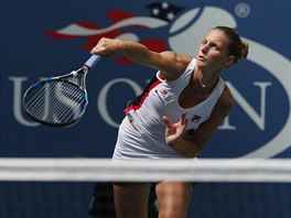 esk tenistka Karolna Plkov hraje na US Open proti Venus Williamsov.