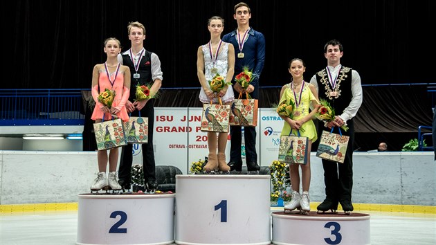 VTZOV. esk pr Anna Dukov, Martin Bida vyhrl sout sportovnch dvojic na ISU Junior Grand Prix v Ostrav.